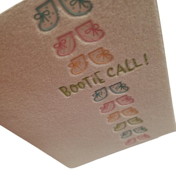 New Baby Shower Greeting Card Bootie Call Unisex Congratulations Fuzzy Flocked - Picture 3 of 8